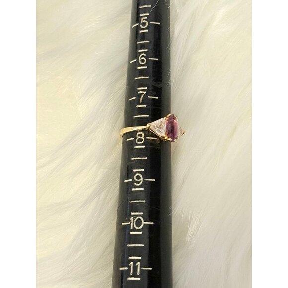 10K Gold Amethsyt/Trillion Cut Cz Ring - Picture 13 of 13